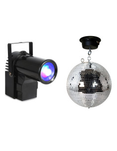 Pack boule à facettes 30 cm + projecteur LED + moteur