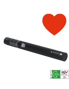 Canon manuel 50 cm à confettis cœurs rouges métallisé