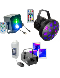 Pack 2 x effets LEDs + machine à fumée