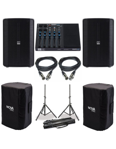 Audiophony - Pack Sono Amplifié 700W RMS 2X NOVA-12A + Mixage EASYMIX Bluetooth