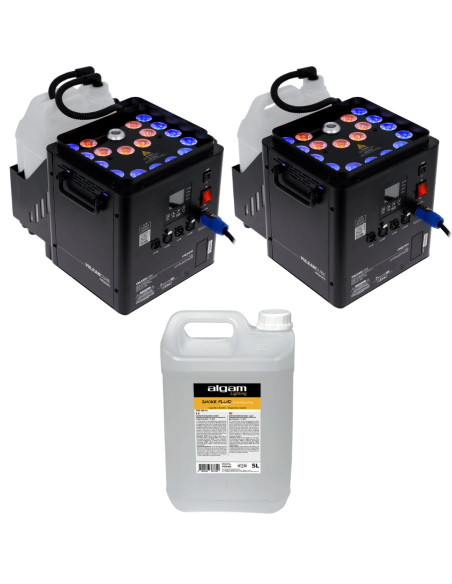 Algam Lighting - Pack 2X Vulkan Cube + 1 Bidon 5L de Liquide à Fumée à Dispersion Rapide Effet CO2 Offert -  Terre de Son