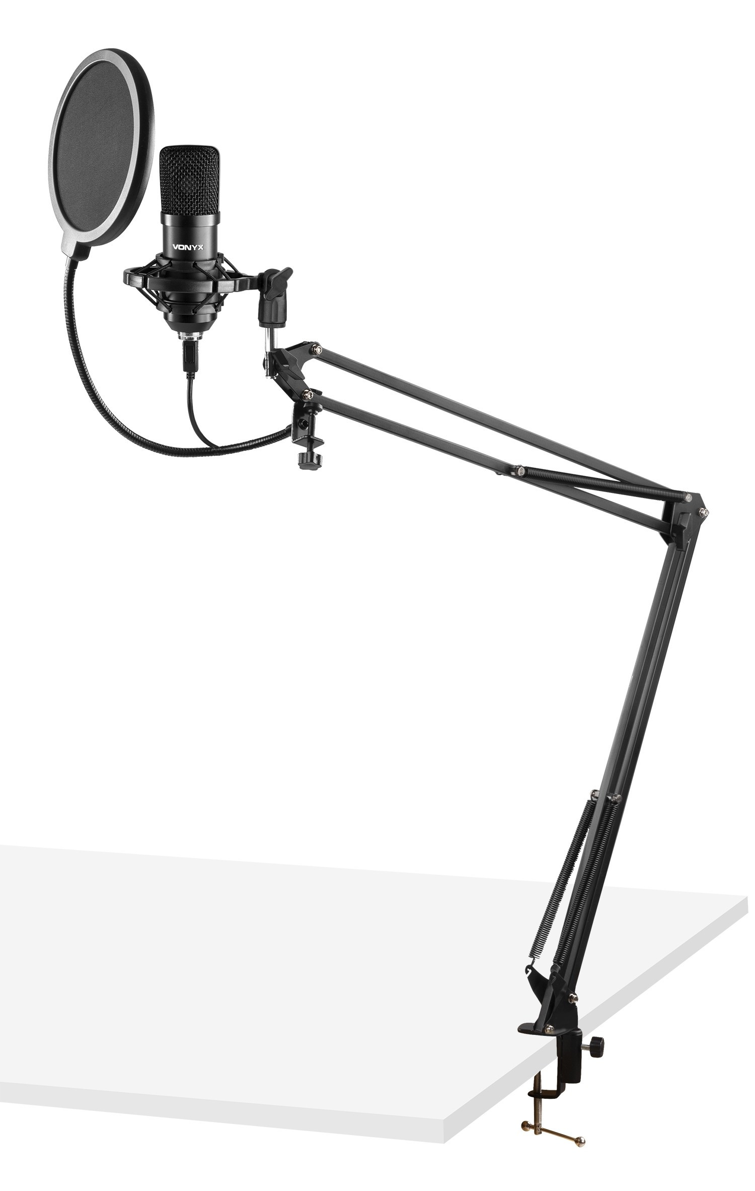 Vonyx CM300B - Microphone Streaming avec Trépied - Noir